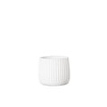 Urban Trends Collection Cement Round Pot with Embossed Column Pattern  Banded Bottom Design Painted White Small 53623
